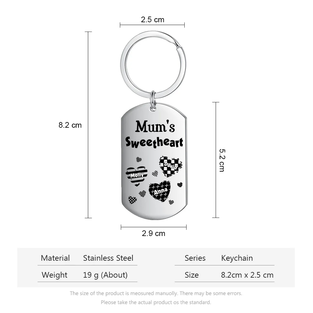 Personalised 3 Names Keychain Hearts Family Keychain Mother's Day Gift - Mum's Sweetheart-Jessemade AU