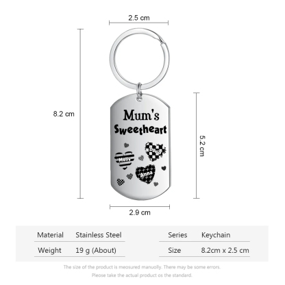 Personalised 3 Names Keychain Hearts Family Keychain Mother's Day Gift - Mum's Sweetheart-Jessemade AU