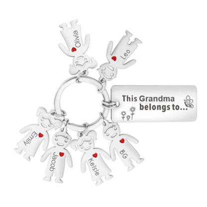 This Grandpa Belongs To Keychain Personalised Family Keychain with 6 Kid Charms Engrave 6 Names-Jessemade AU