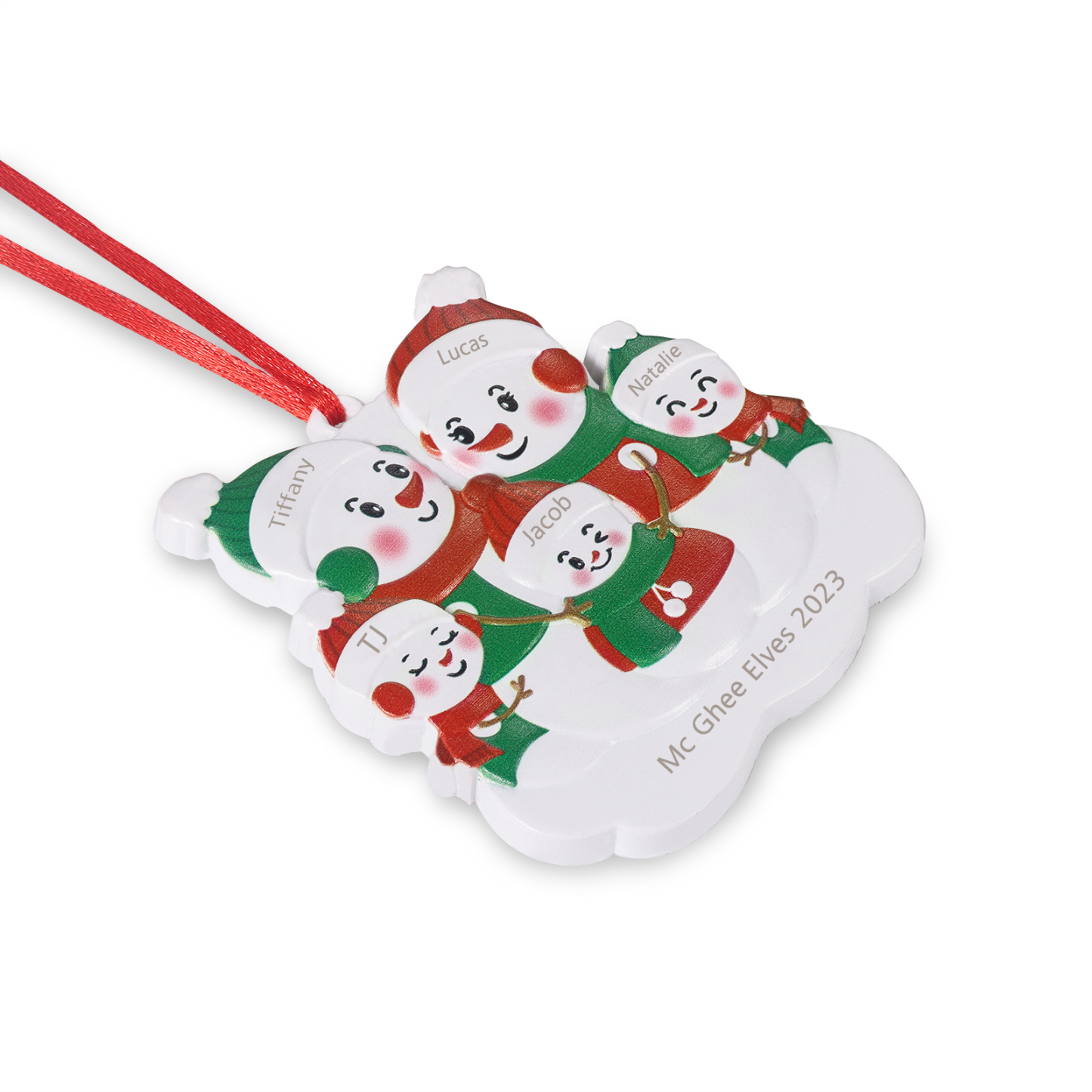 Personalised 5 Names & Text Snowman Christmas Ornament Resin Christmas Tree Pendant for Family-Jessemade AU