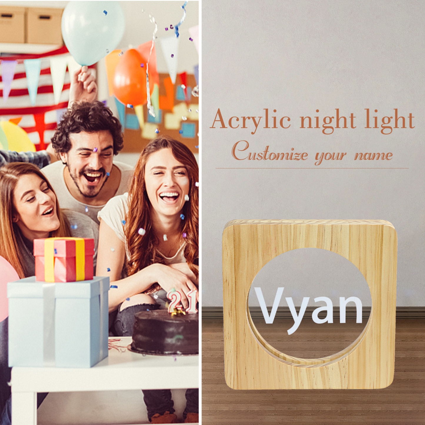 Name Night Light Ornament For Her Personalised Name Bedroom Decor Home Decoration LED Light Personalised Photo Ornament-Jessemade AU