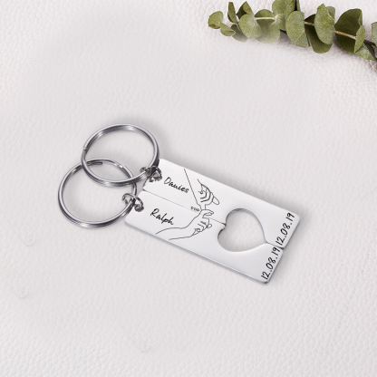 Personalised Couple Keychain Set Customised Names & Date Matching Couple Keyring Valentine's Day Gifts For Couples-Jessemade AU