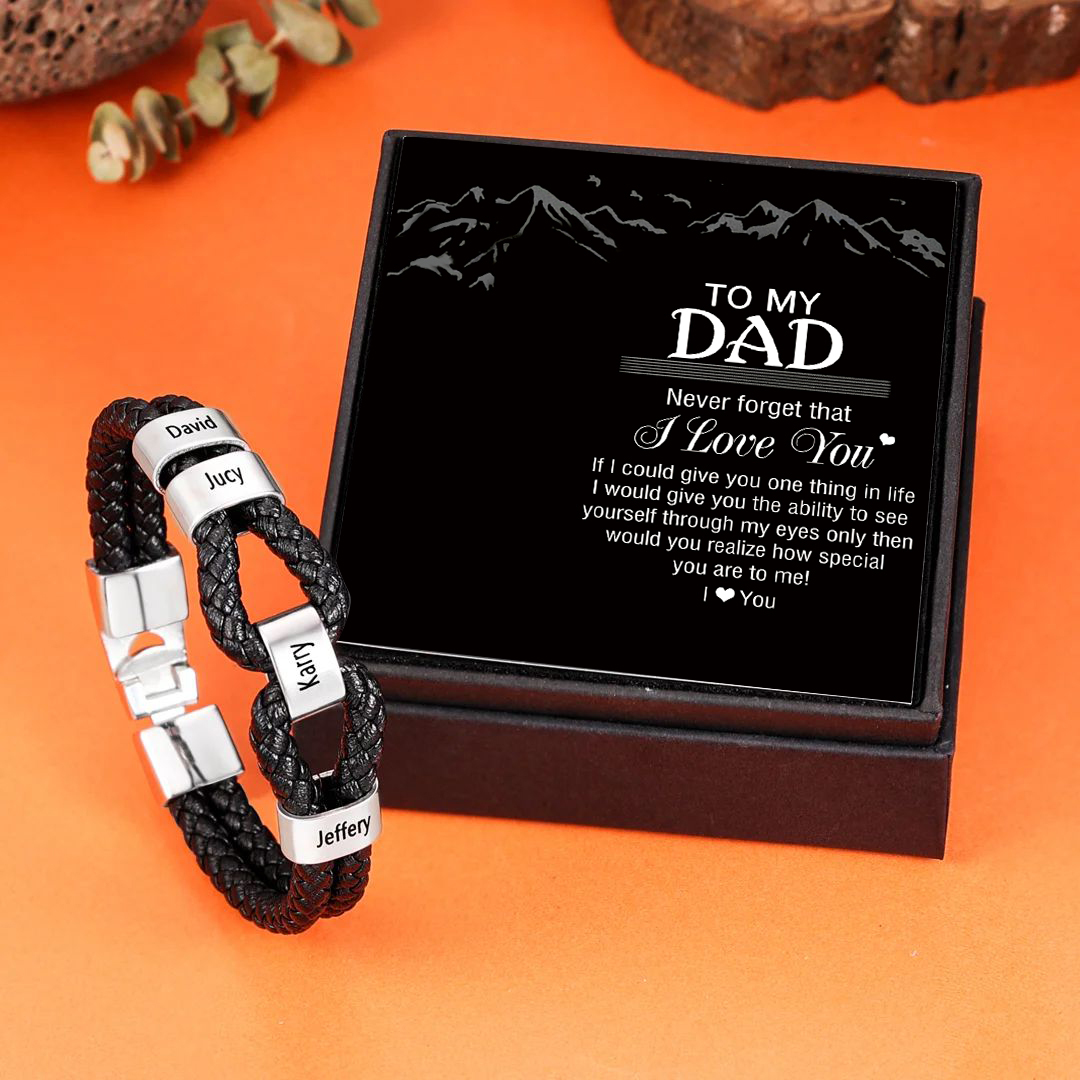 Customised 4 Beads Men's Bracelets For Him With Family Name-Jessemade AU