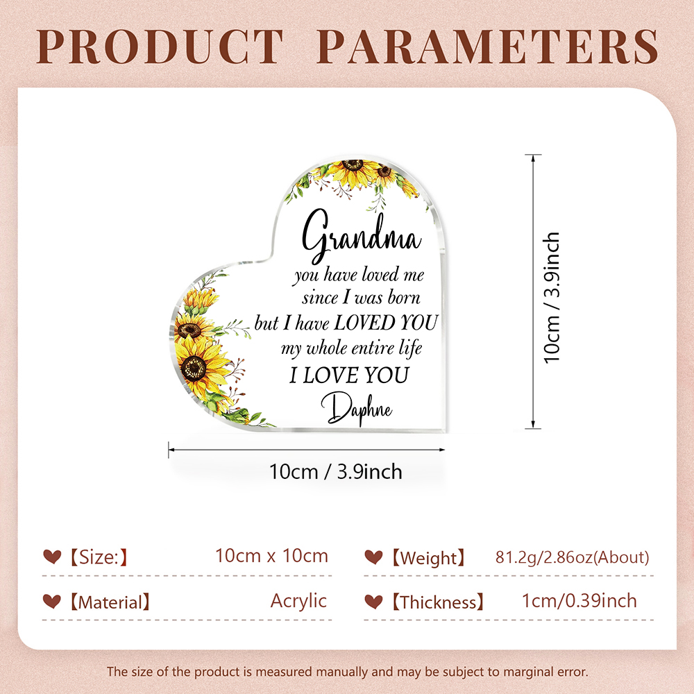 Personalised Acrylic Heart Keepsake Engrave 1 Name Heart Ornament Special Gift for Grandma-Jessemade AU