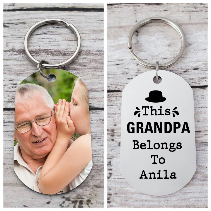 Personalised Photo and Name Keychain Grandparents' Day Gift for Grandpa-Jessemade AU