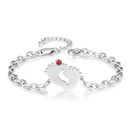 Personalised Baby Foot Bracelet With 1 Birthstones Engraved Names Bracelet Gift For Mother-Jessemade AU