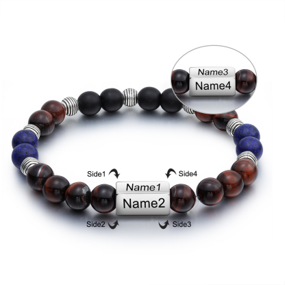 Personalised Round Beads Bracelet Custom Names Men's Bracelet Gifts For Him-Jessemade AU