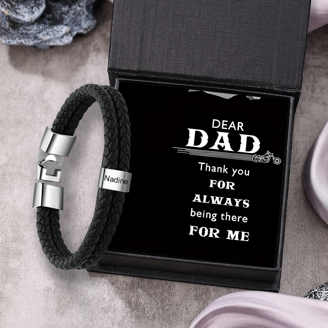 Men Leather Bracelet Personalised with 1 Bead Custom 1 Name Two Layers Bracelet-Jessemade AU