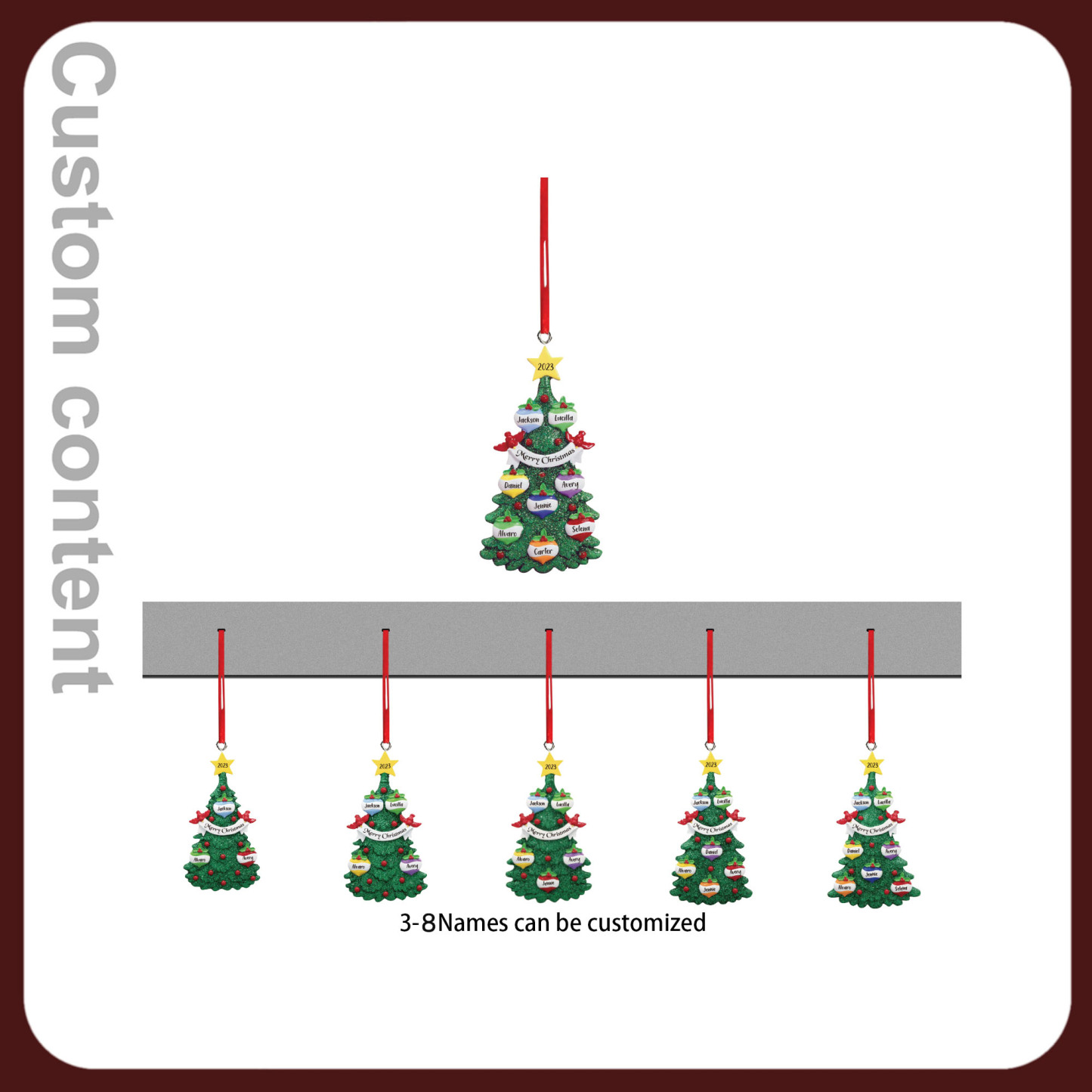 6 Names - Personalised Christmas Tree Ornaments Custom Text & Year Wooden Christmas Pendant Gifts for Family Friends-Jessemade AU