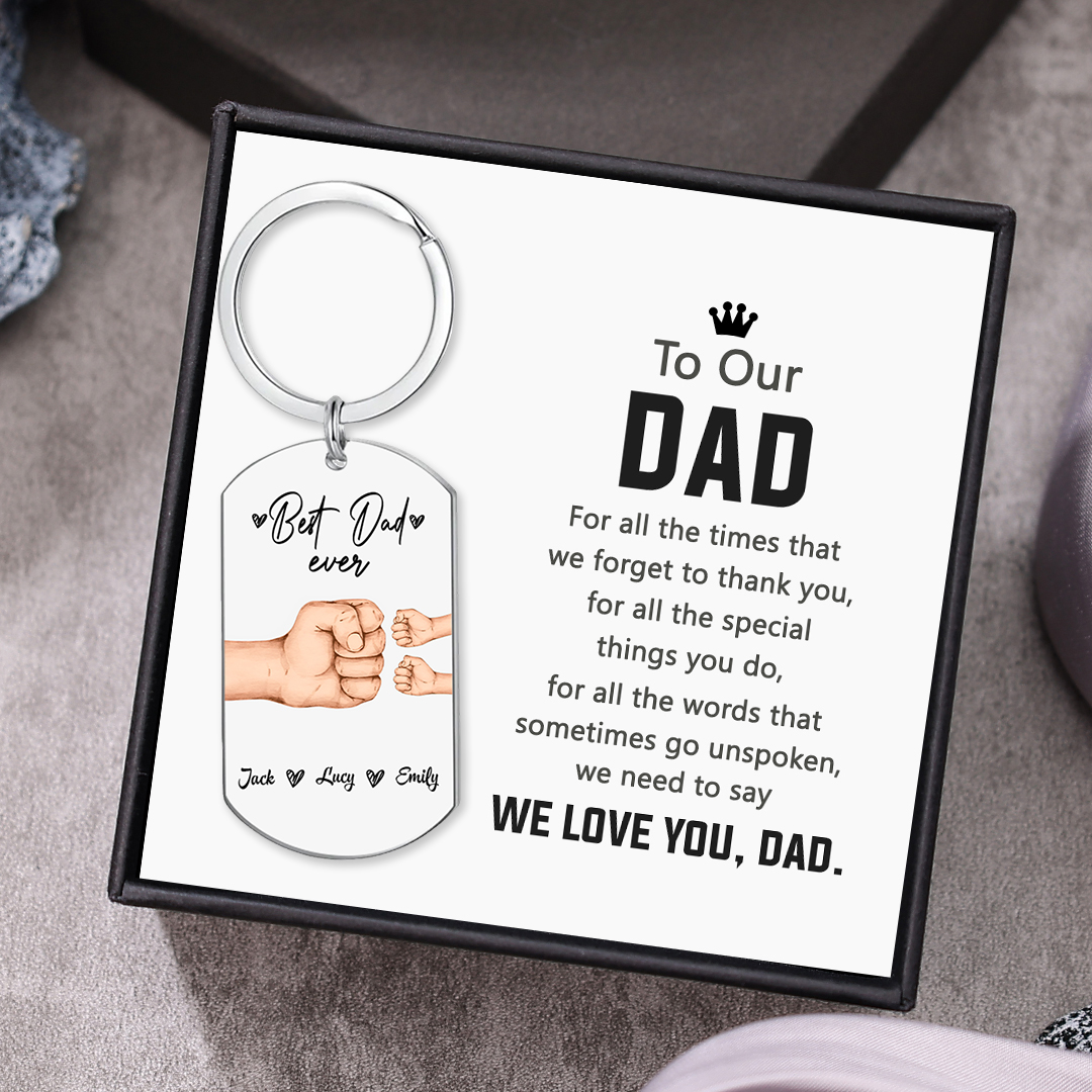 Custom 3 Names & 1 Text Keychain Personalised Fist Bump Keychain Father's Day Gifts for Dad-Jessemade AU