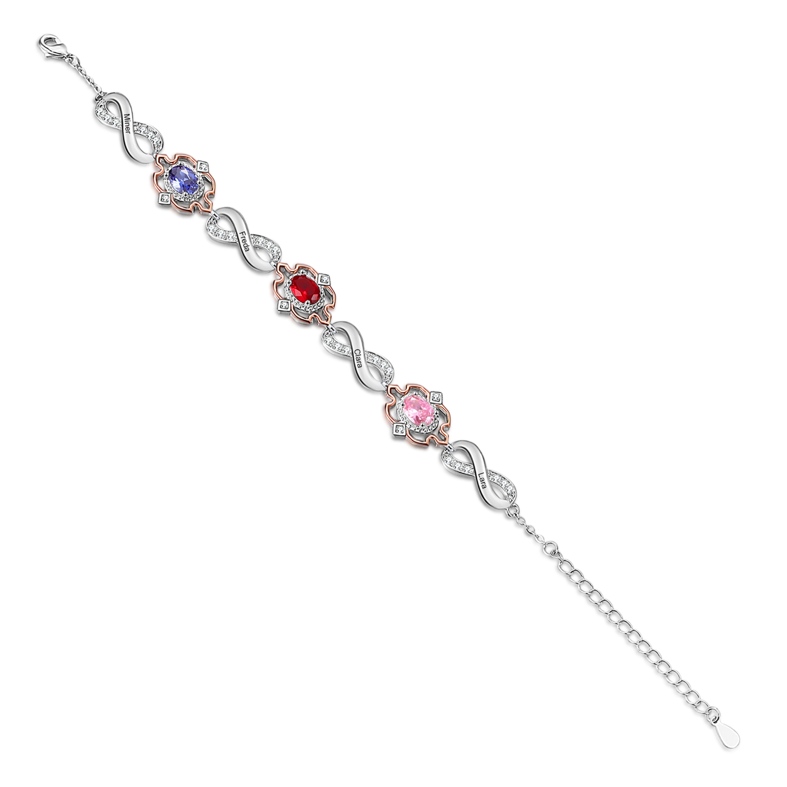 Infinity Bracelet Personalised 3 Birthstones Engraved 4 Names Women's Bracelets Birthday Gift for Her-Jessemade AU