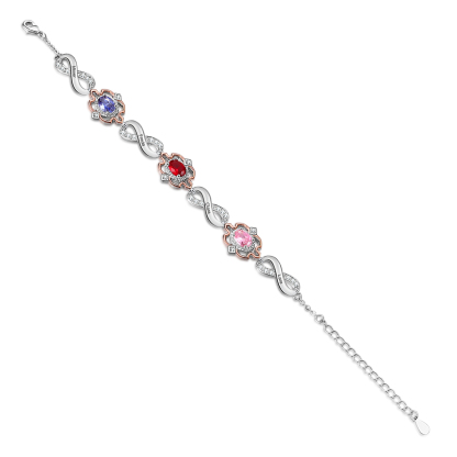 Infinity Bracelet Personalised 3 Birthstones Engraved 4 Names Women's Bracelets Birthday Gift for Her-Jessemade AU