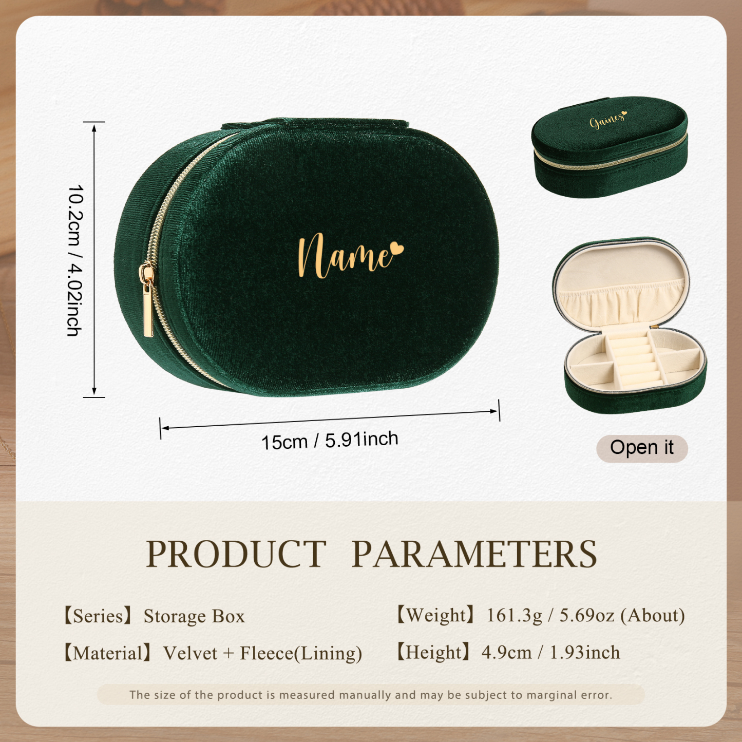 Personalised Name Jewelry Storage Box Zipper Custom Travel Jewelry Box Gifts for Ladies Girls-Jessemade AU