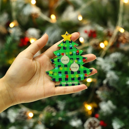 2 Names - Personalised Acrylic Christmas Tree Ornaments Customised Text & Name Xmas Pendant Gifts for Family Friends-Jessemade AU