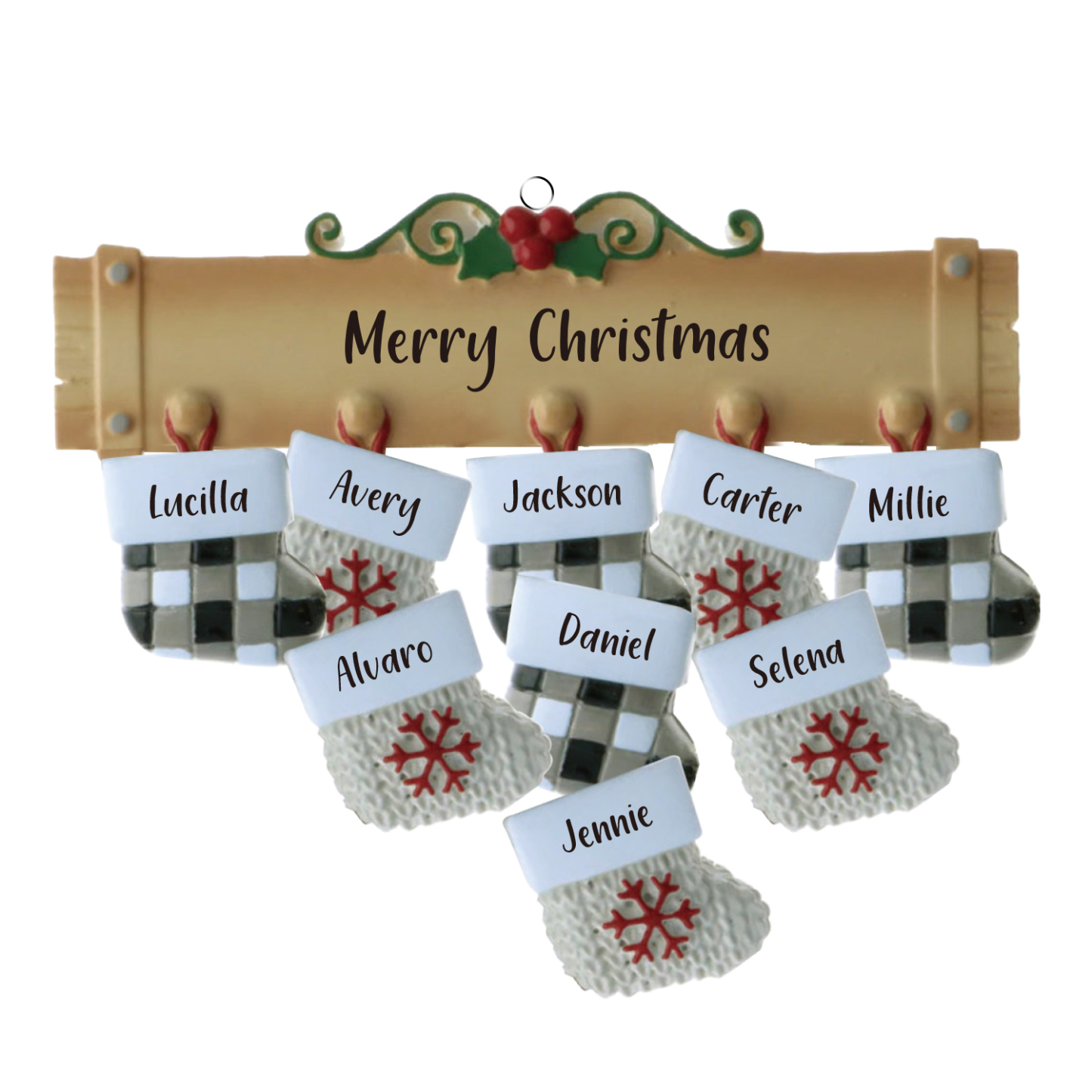 9 Names - Personalised Christmas Stockings Ornaments Customised Name & Text Christmas Decor Wooden Gifts for Family Friends-Jessemade AU