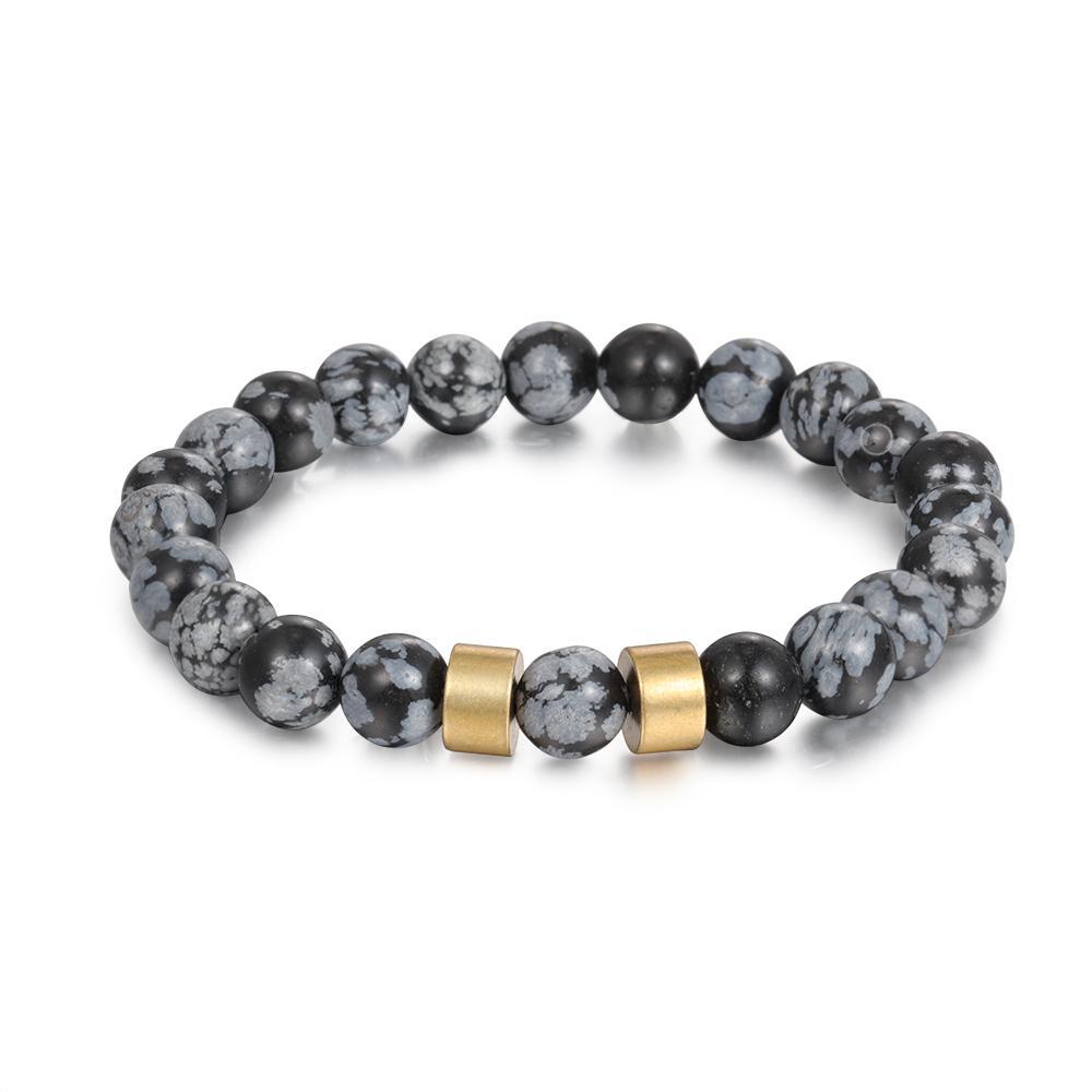 Black Tiger Eye Men's 2 Names Bracelet Gift for him-Jessemade AU