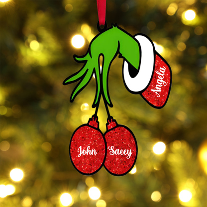 3 Names -Personalised Wooden Christmas Ornaments Customised Name Grinch Christmas Ornament Gifts for Family Friends-Jessemade AU