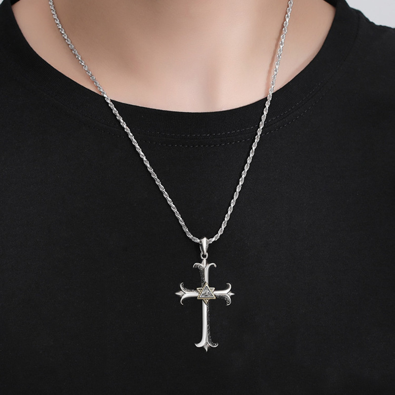Men's Necklace Eye of God Cross Pendant Necklaces Valentine's Day Birthday Gifts for Him-Jessemade AU