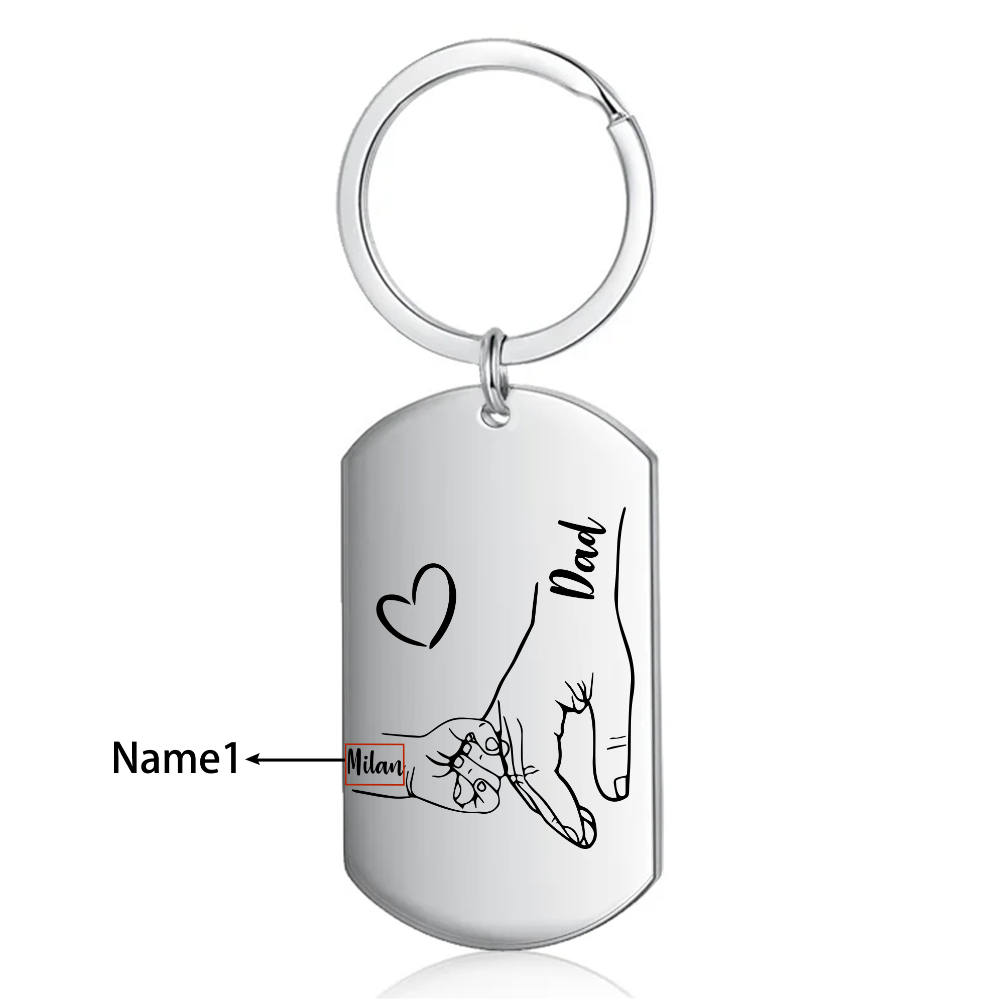 1 Name - Personalised Name Keychain Holding Hands Keychain Father's Day Gifts For Dad-Jessemade AU