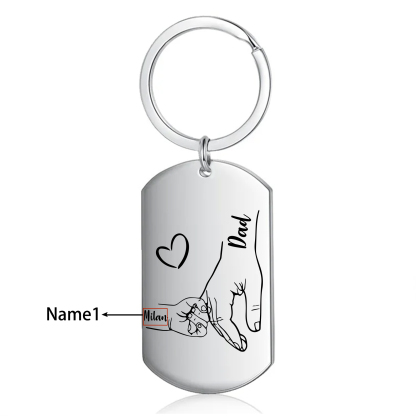 1 Name - Personalised Name Keychain Holding Hands Keychain Father's Day Gifts For Dad-Jessemade AU