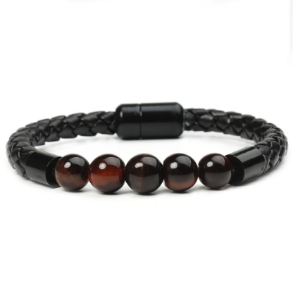 Jessemade Vintage Stone Beaded PU Rope Men Bracelet-Jessemade AU