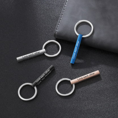 Personalised Stainless Steel Keychain Customised 4 Texts Keyring Gift for Him/Her-Jessemade AU