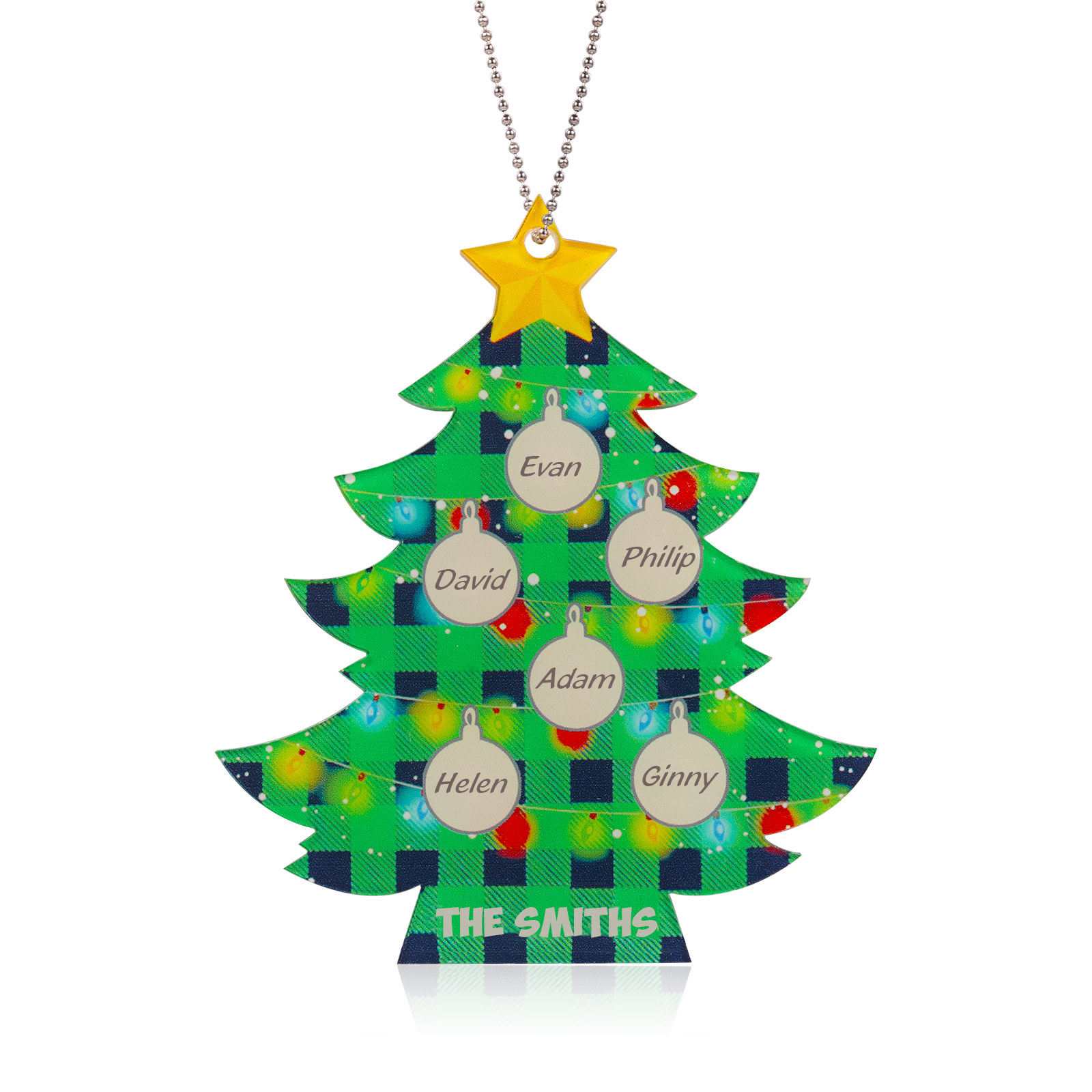 6 Names - Personalised Acrylic Christmas Tree Ornaments Customised Text & Name Xmas Pendant Gifts for Family Friends-Jessemade AU