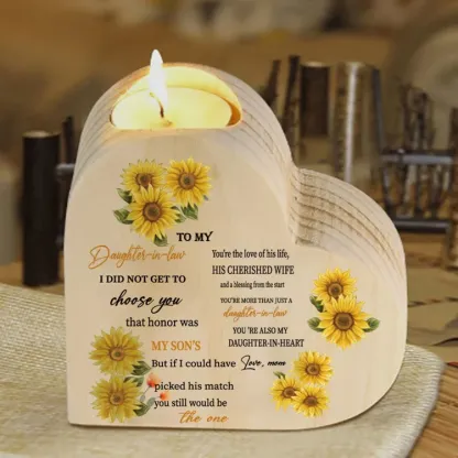To My Daughter-In-Law Candle Holder "You are also my daughter-in-heart" Wooden Candlestick-Jessemade AU