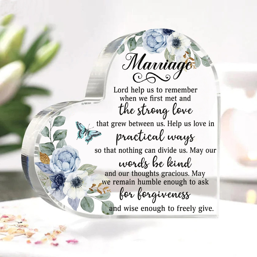 Marriage Acrylic Heart Keepsake Couple Ornament Valentine's Day Gift For Him/Her-Jessemade AU