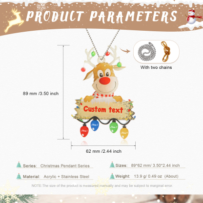 4 Names - Personalised Acrylic Christmas Reindeer Ornaments Customised Text & Name Xmas Decor Gifts for Family-Jessemade AU
