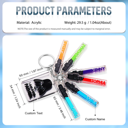 6 Names - Personalised Text & Name Acrylic Keychain Star Wars Gifts for Father/Grandpa-Jessemade AU