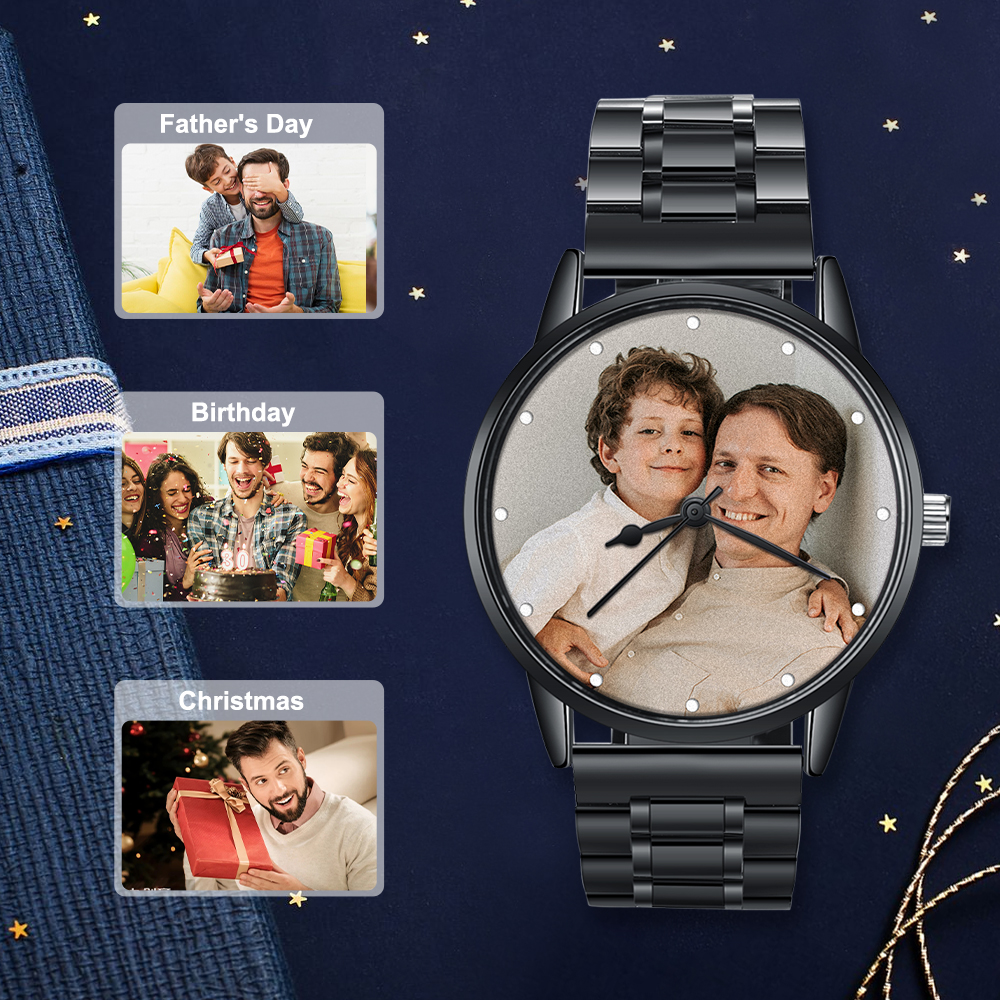 Personalised Photo Watch Custom 1 Photo Watch Band Mechanical Watch Gifts for Him-Jessemade AU