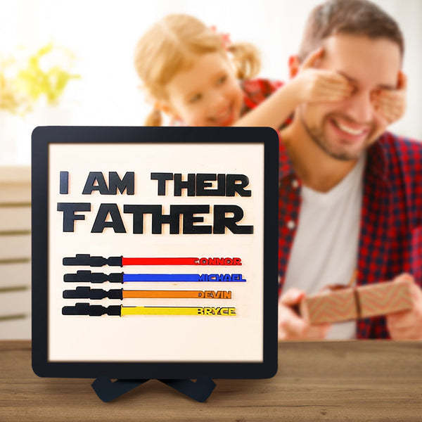 Personalised Star Wars Sign Father's Day Gifts - I AM THEIR FATHER - Wood Sign with 4 Names-Jessemade AU