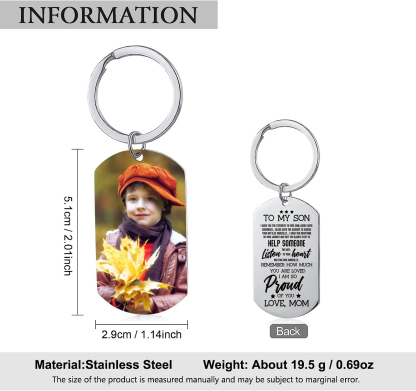 To My Son Keyring Custom Photo Keychain "I Am So Proud Of You" Personalised Gifts For Son-Jessemade AU