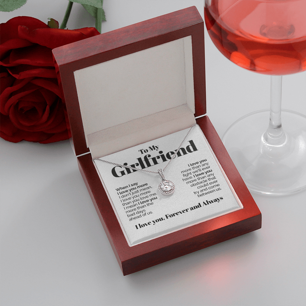 To My Girlfriend Necklace Round Pendant Necklace Valentine's Day Gift for Her - I Love You Forever and Always-Jessemade AU
