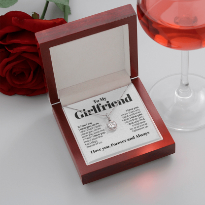 To My Girlfriend Necklace Round Pendant Necklace Valentine's Day Gift for Her - I Love You Forever and Always-Jessemade AU