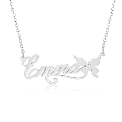 Personalised Butterfly Necklace Custom 1 Name Necklace Gift For Women-Jessemade AU