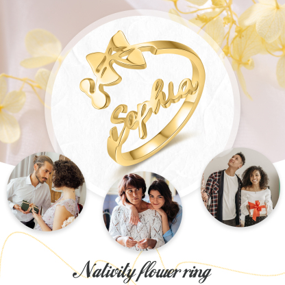 Personalised May Birth Flower Ring With Name Gifts For Her-Jessemade AU