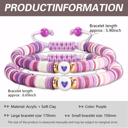 2 Pcs Bracelet Set Colourful Beaded Adjustable Bracelets with Message Card Gifts for Her - True Friendship Spans Time, Forever It Will Last-Jessemade AU
