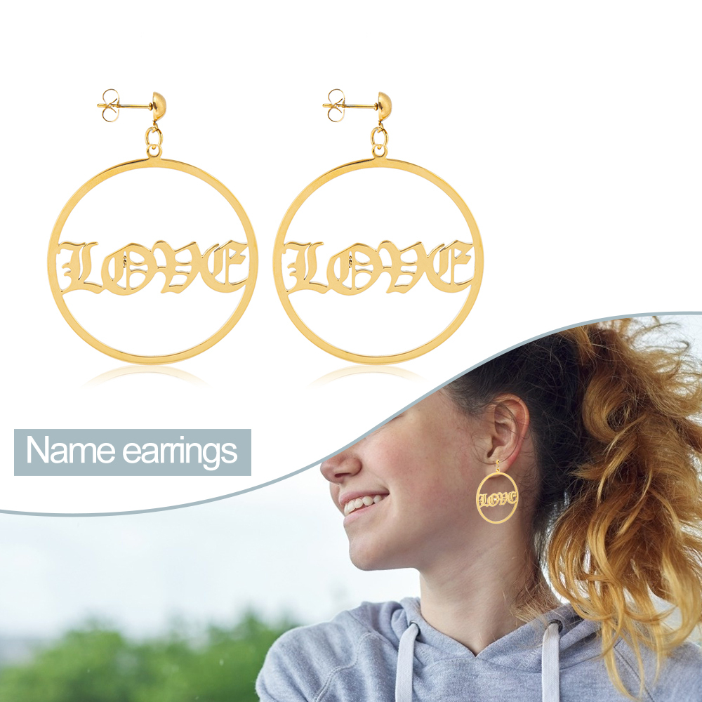 Personalised Circle Name Earring Customised Hoop Name Earrings for Her-Jessemade AU