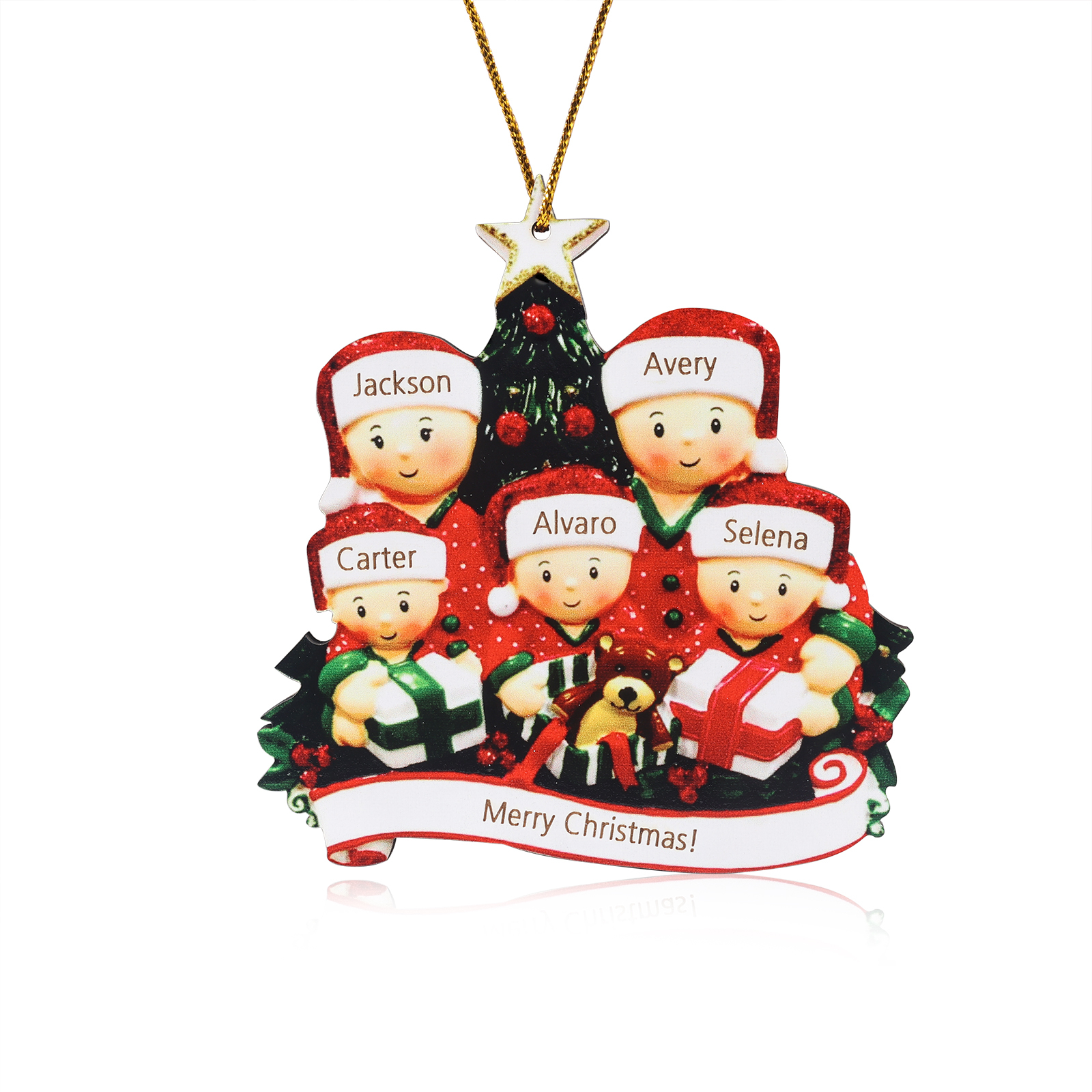 Personalised Christmas Tree Ornament Custom 5 Family Members Names Ornament-Jessemade AU