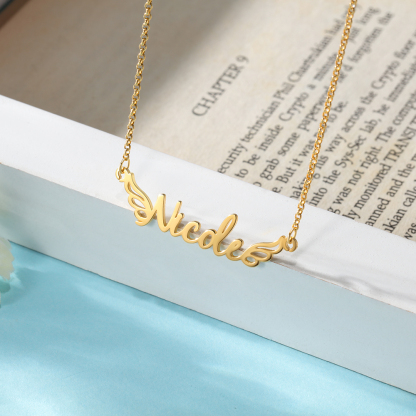 Personalised Wings Necklace Custom 1 Name Necklace Gift For Women-Jessemade AU