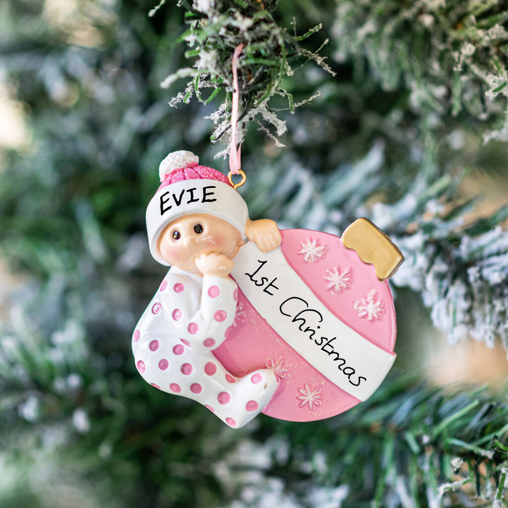 My First Christmas - Wooden Christmas Ornament Customised Name & Text Christmas Gift Personalised Baby Newborn Gift