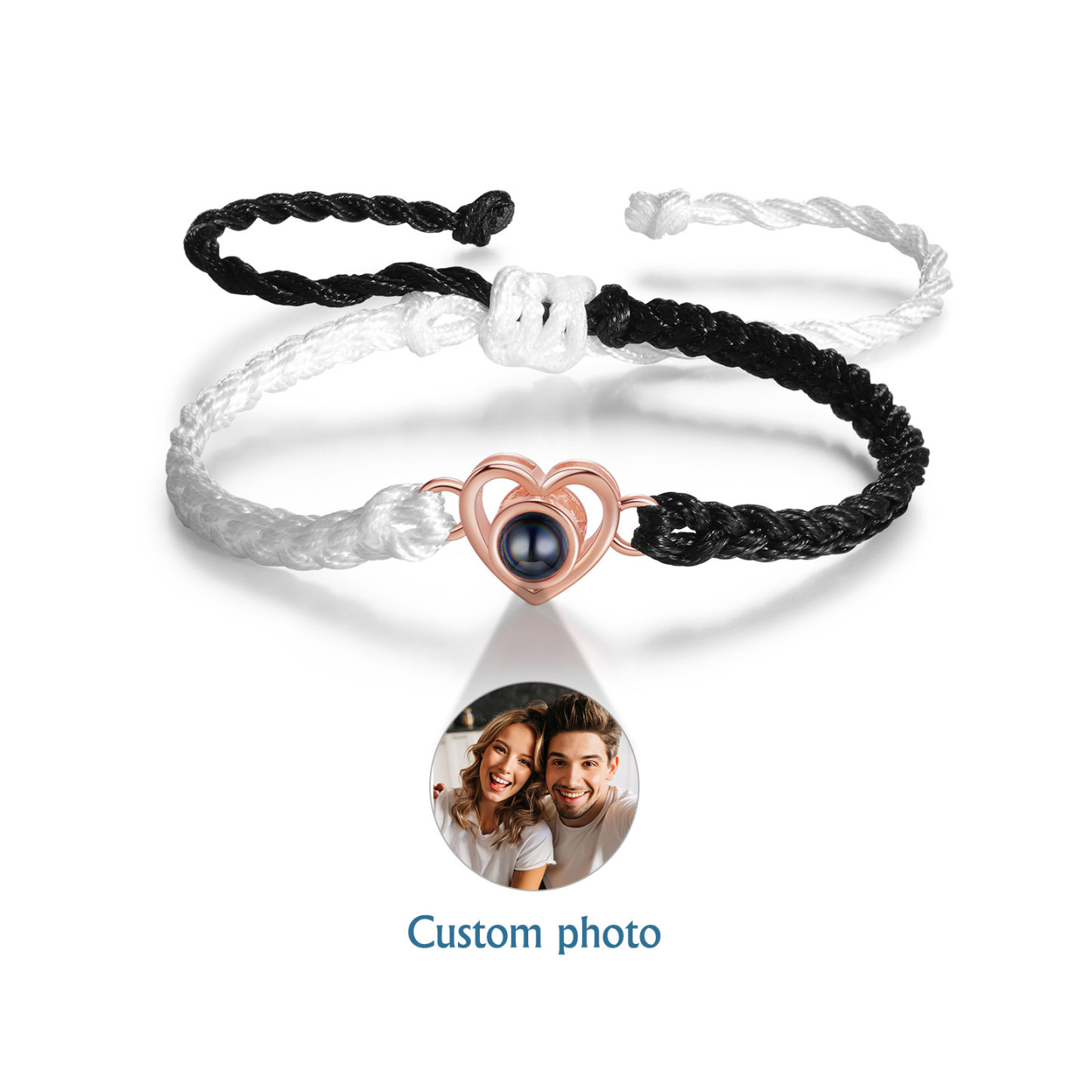 Personalised Heart Projection Bracelet Customised Photo Bracelet Adjustable Bracelet Gift for Couples/Family/Friends-Jessemade AU