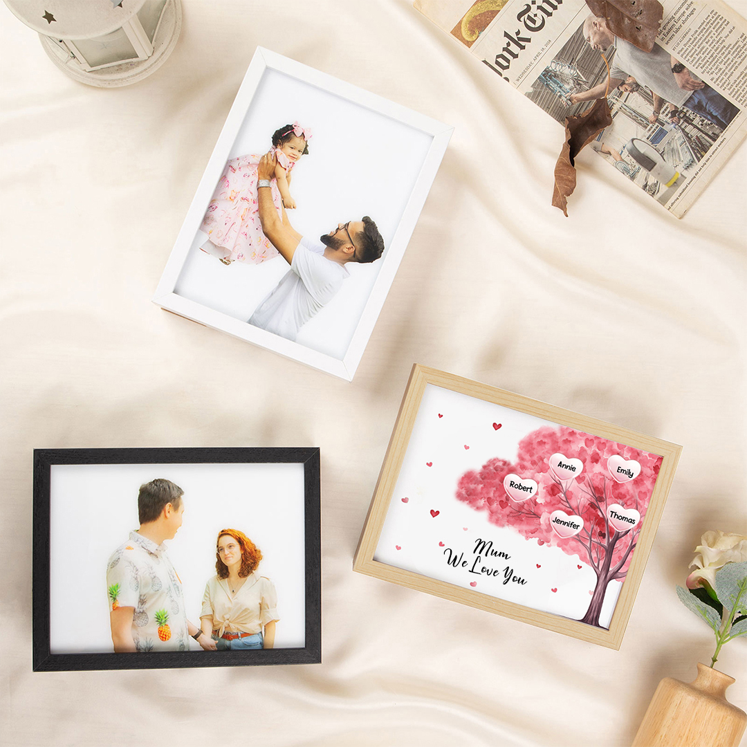 Personalised Frame Night Light Custom 1 Text & 5 Names Pink Family Tree Ornament Gifts for Mother/Grandma-Jessemade AU