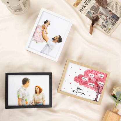 Personalised Frame Night Light Custom 1 Text & 5 Names Pink Family Tree Ornament Gifts for Mother/Grandma-Jessemade AU