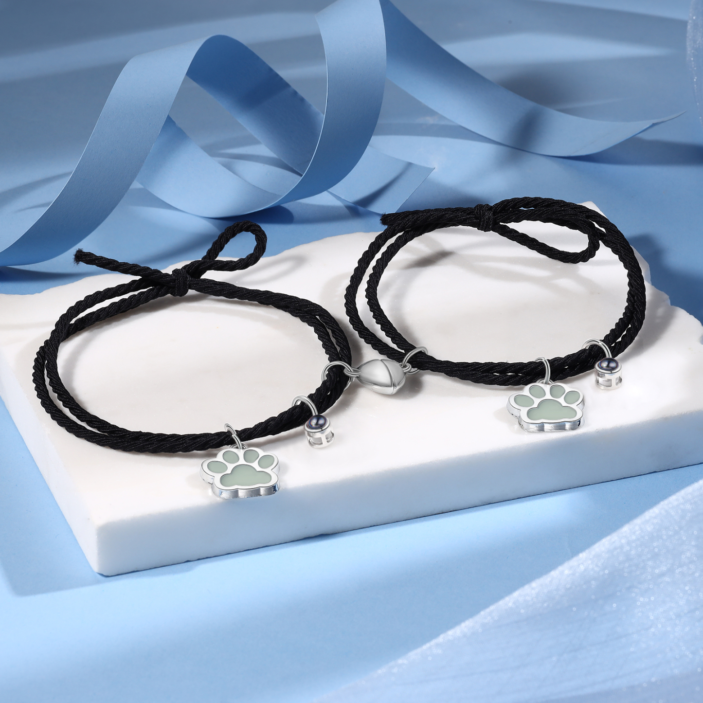 Personalised Photo Projection Bracelet Set Dog Paw Fluorescent Magnetic Bracelet Matching Gifts For Couples/Friends-Jessemade AU