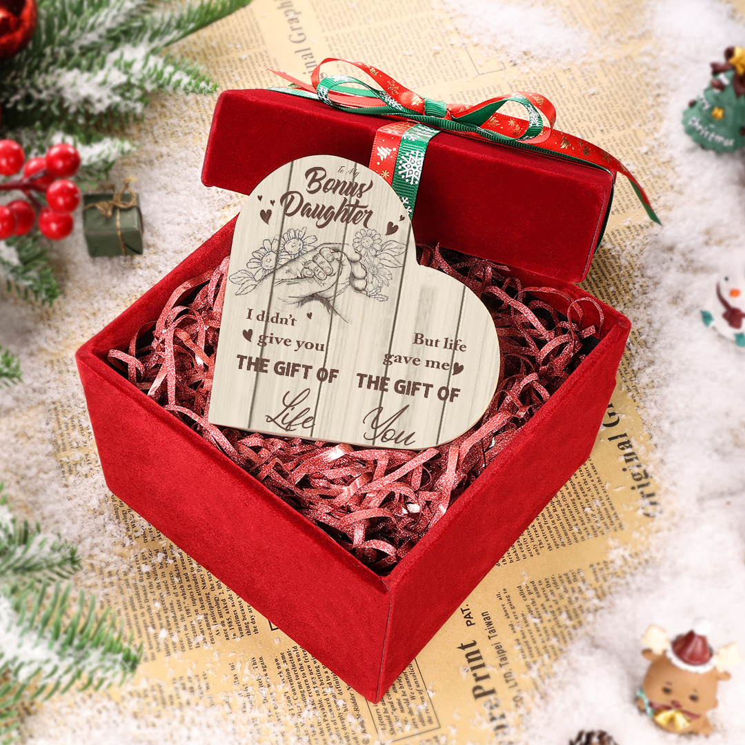 To My Daughter Wooden Heart Candle Holder "life gave me the gift of you"-Jessemade AU