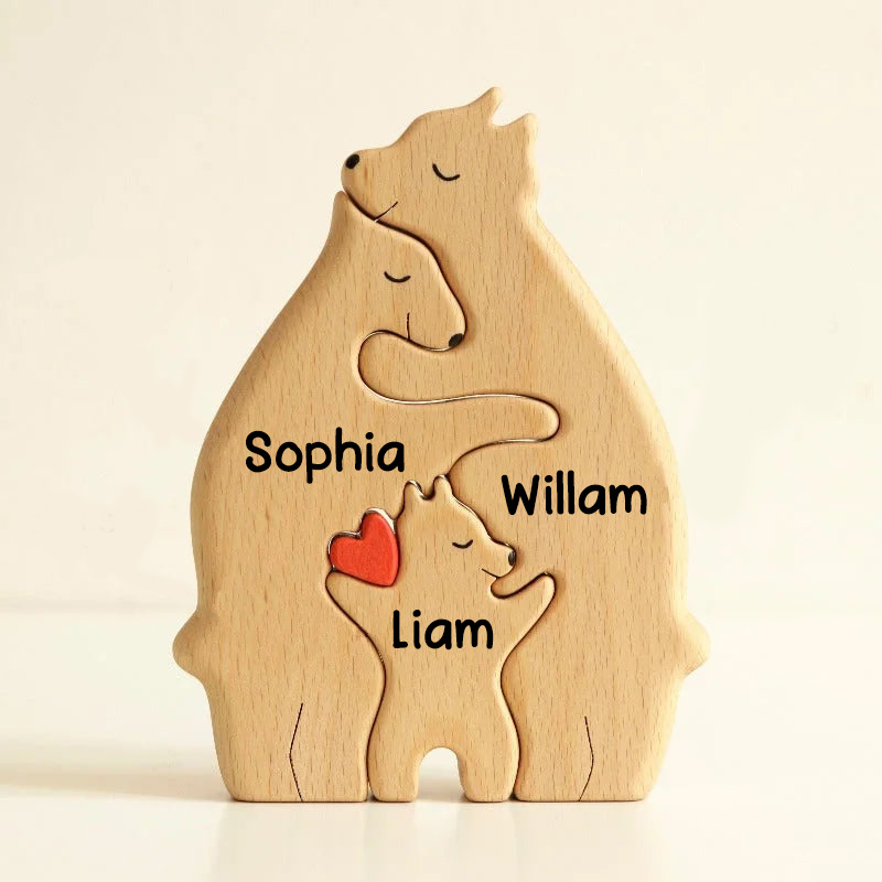 Personalised Wooden Bears Family Puzzle Custom 5 Names Gifts for Family-Jessemade AU