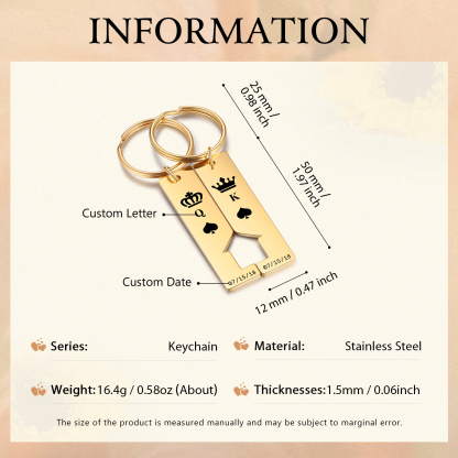 Personalised Couple Keychain Custom 2 Letters & 2 Dates Crown Keyring Valentine's Day Gift for Husband/Wife-Jessemade AU